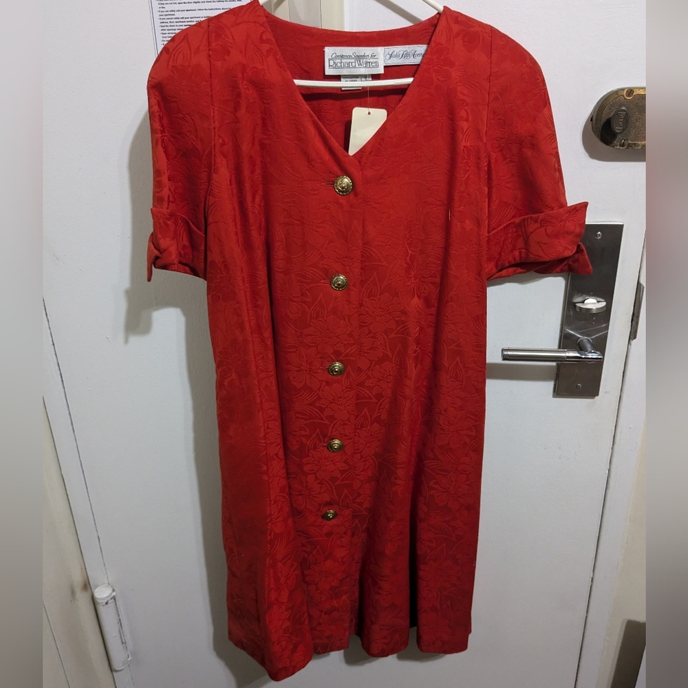 Constance Saunders Vintage For Richard Warren Red Button-Down Dress
